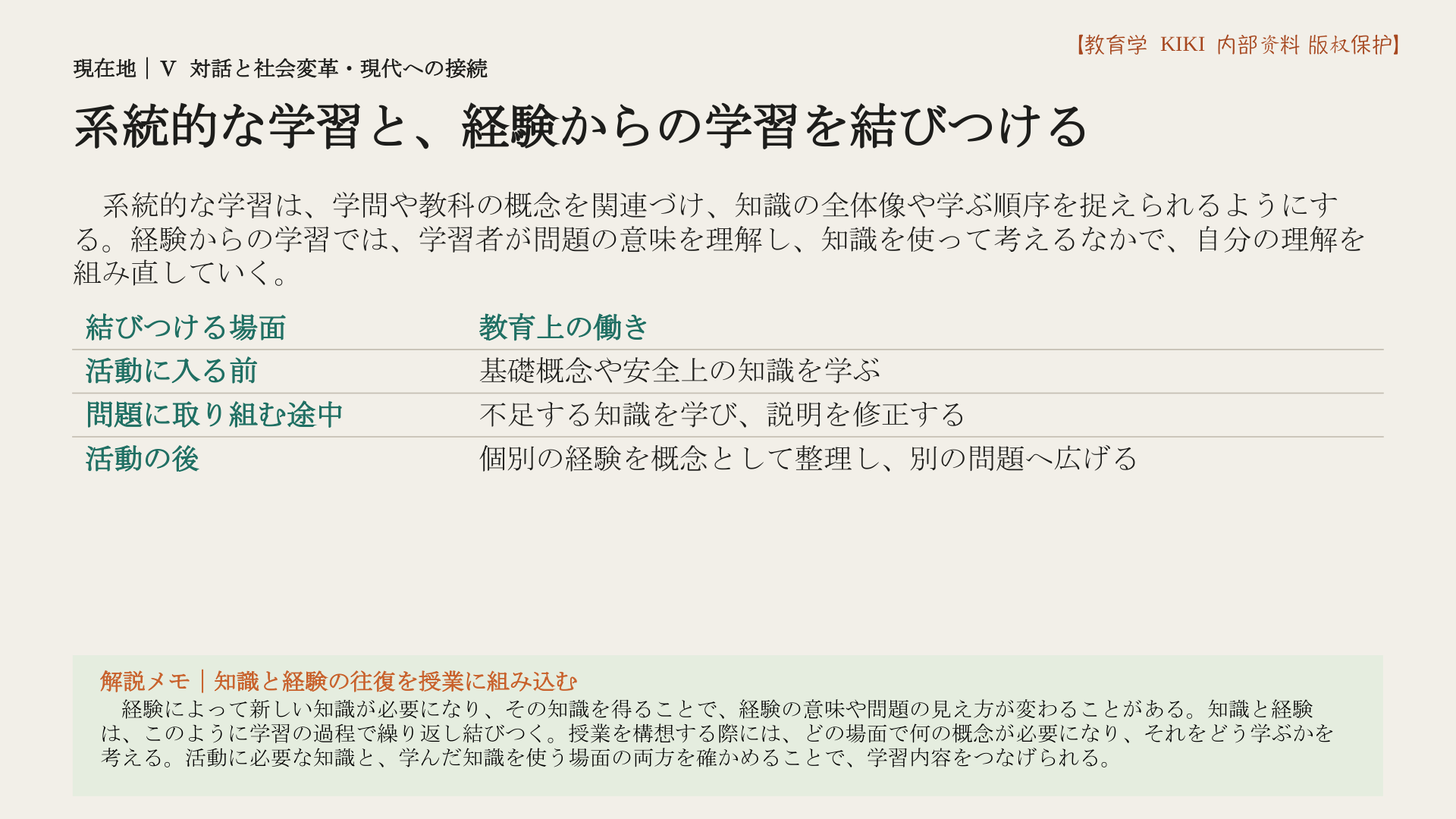 系統的な学習と、経験からの学習を結びつける