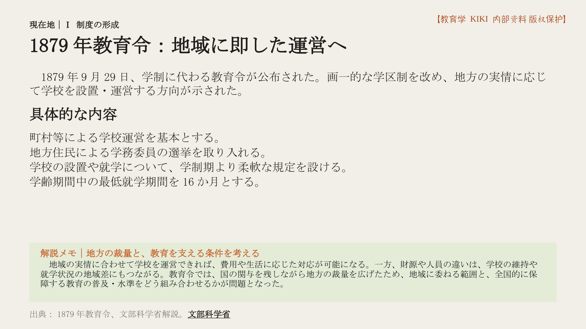 1879年教育令:地域に即した運営へ