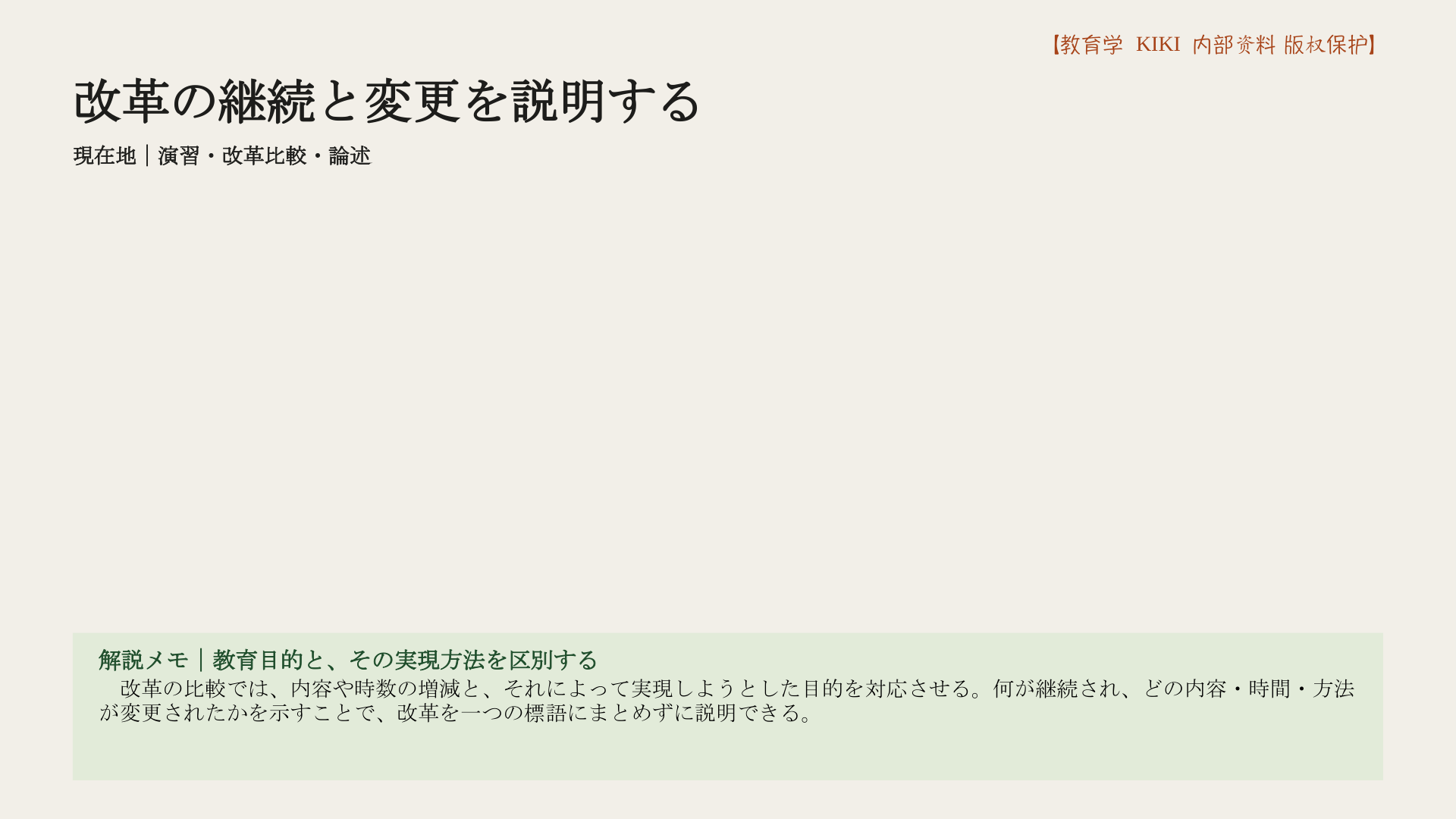 改革の継続と変更を説明する
