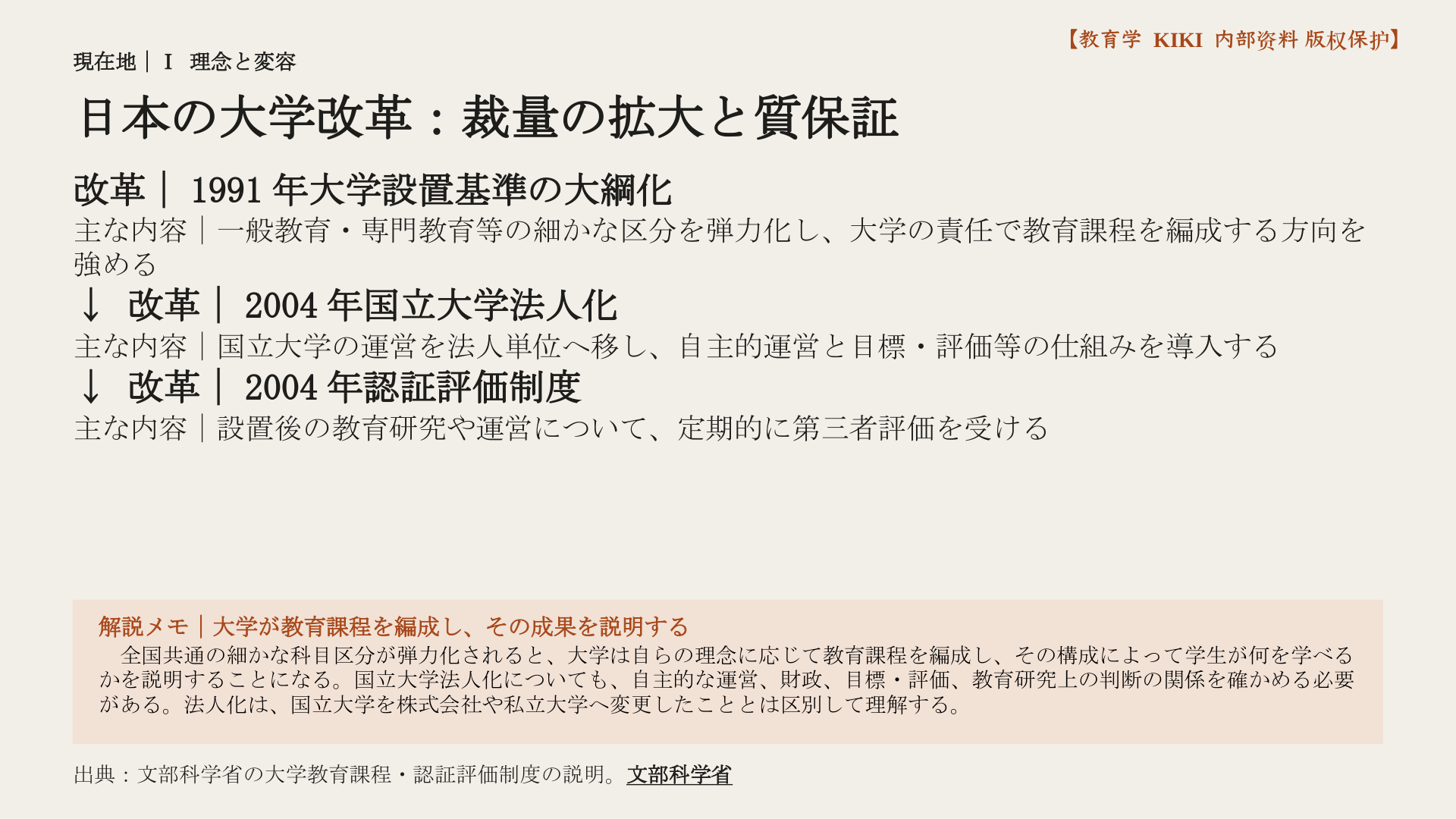 日本の大学改革：裁量の拡大と質保証