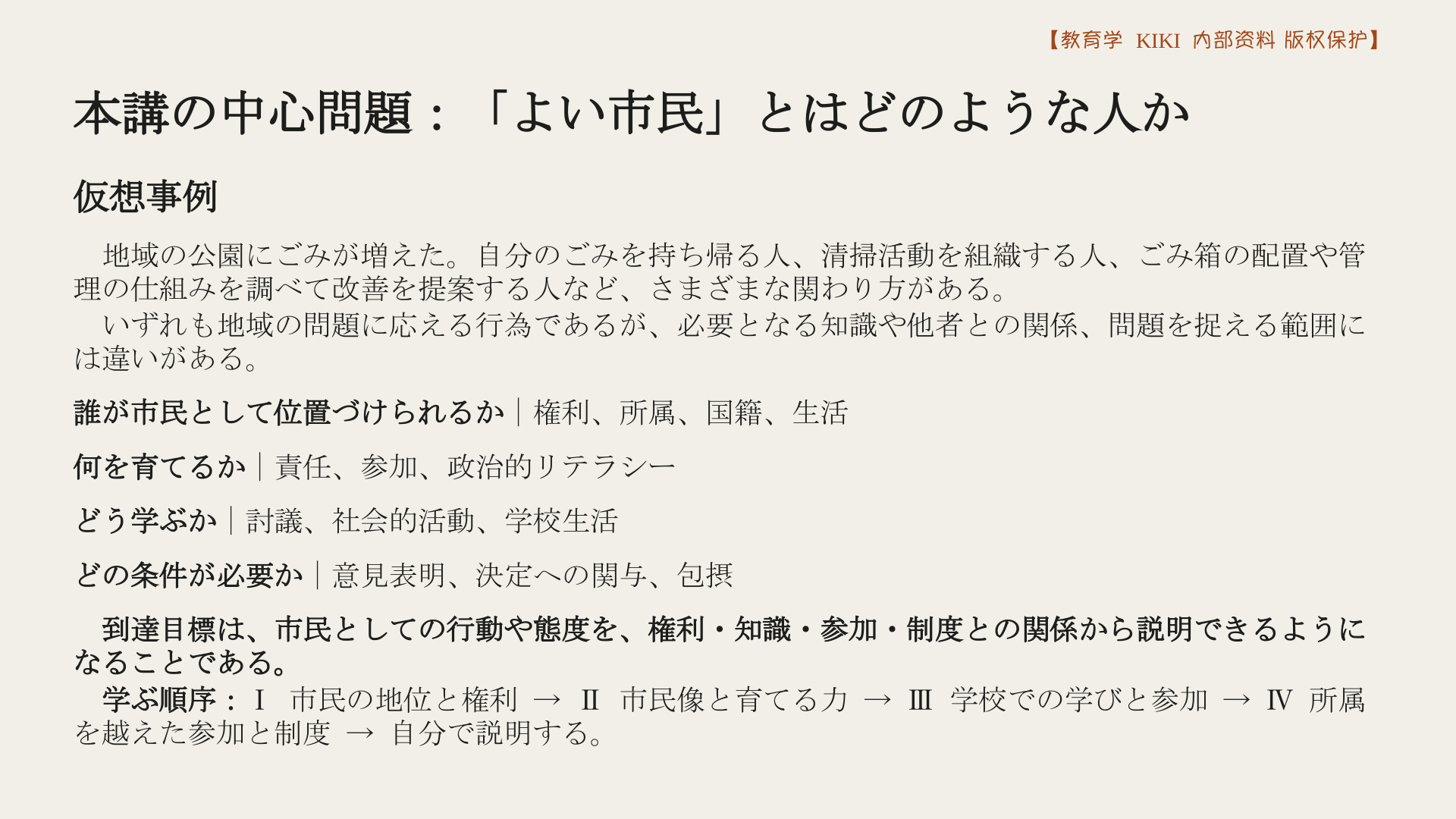 本講の中心問題：「よい市民」とはどのような人か