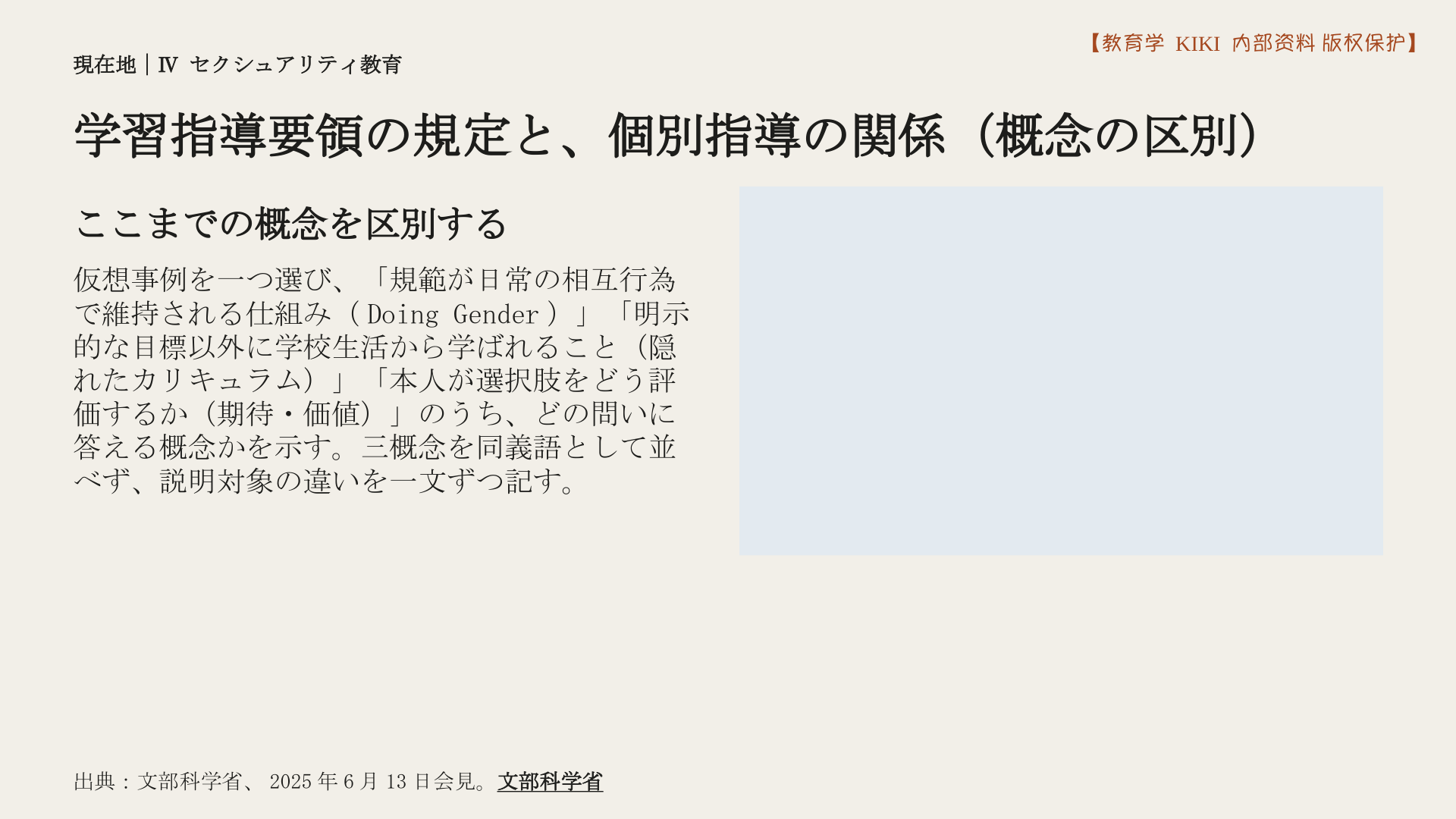 学習指導要領の規定と、個別指導の関係（概念の区別）