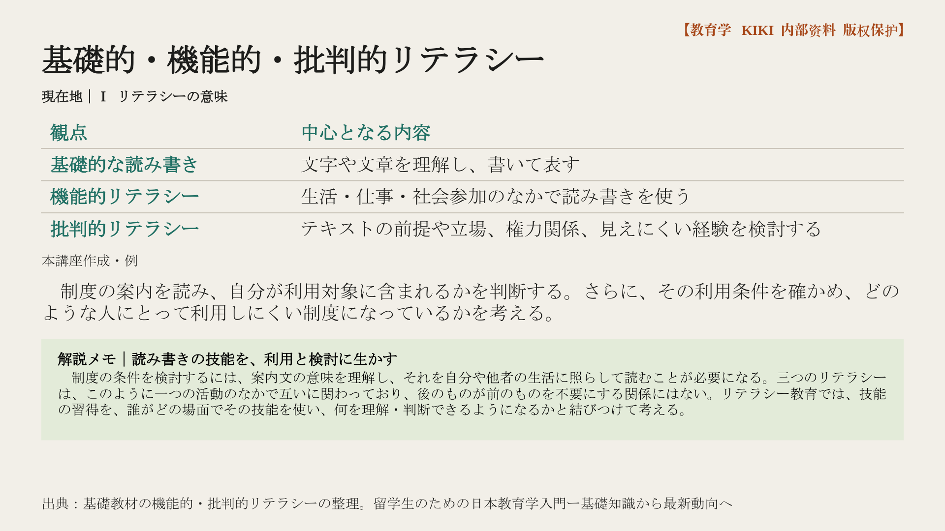 基礎的・機能的・批判的リテラシー