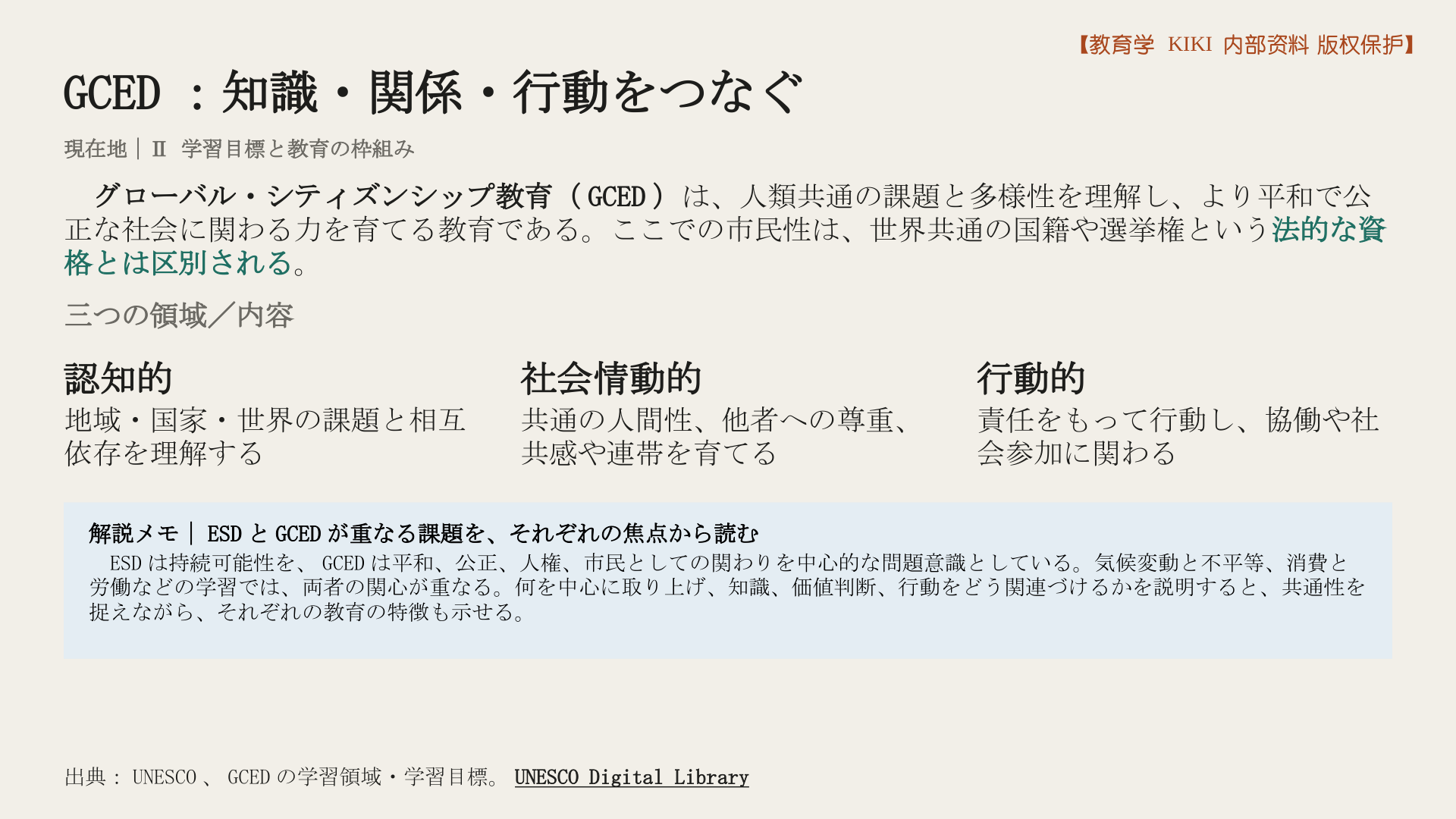 GCED：知識・関係・行動をつなぐ