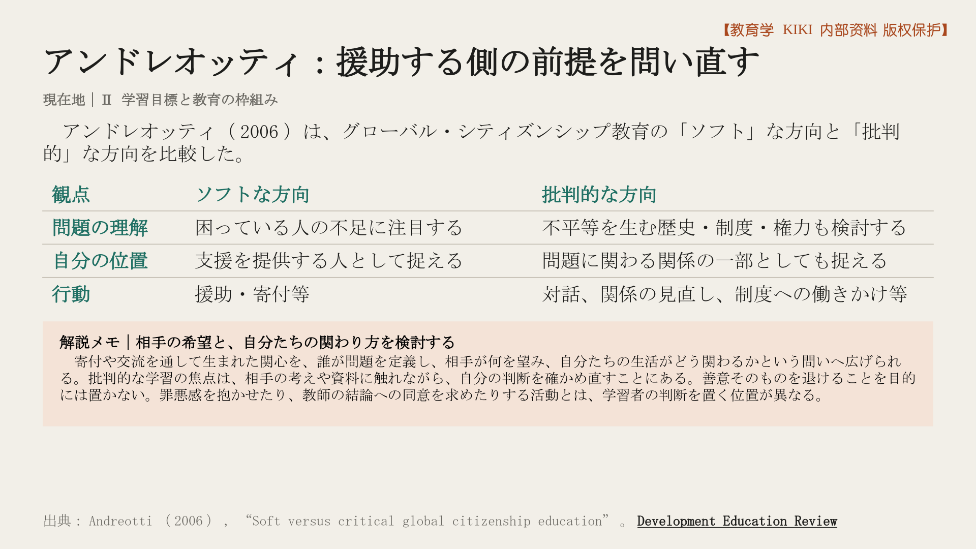アンドレオッティ：援助する側の前提を問い直す