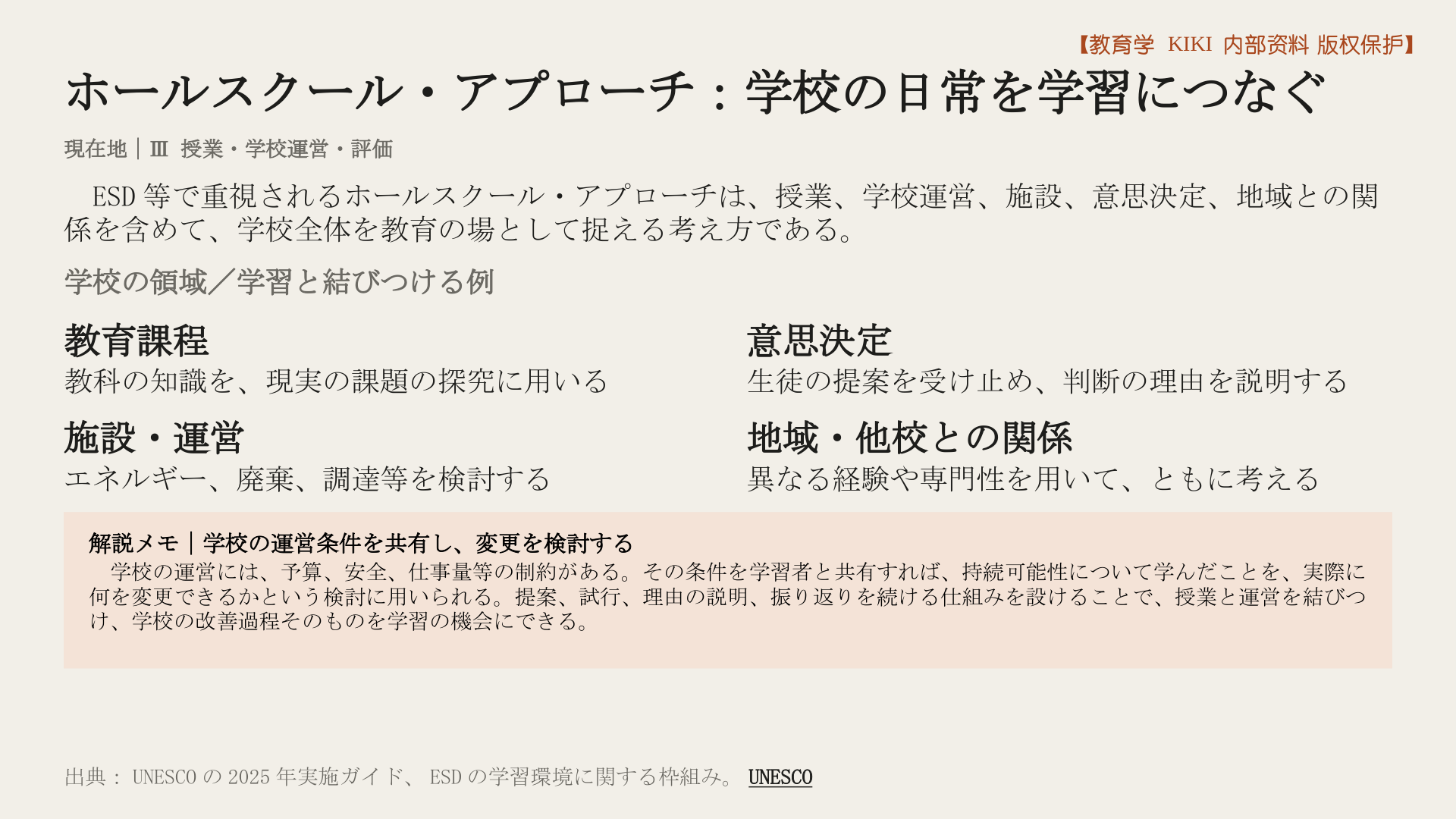 ホールスクール・アプローチ：学校の日常を学習につなぐ