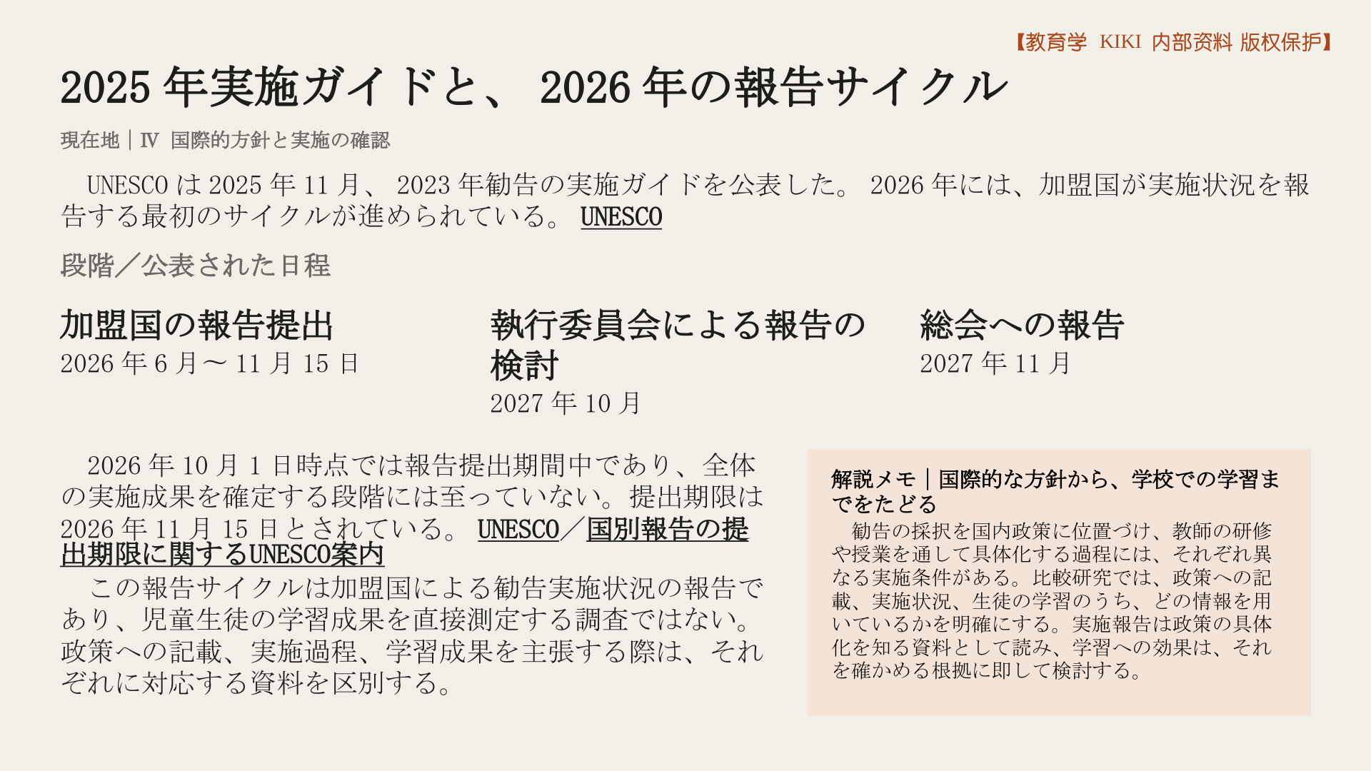 2025年実施ガイドと、2026年の報告サイクル
