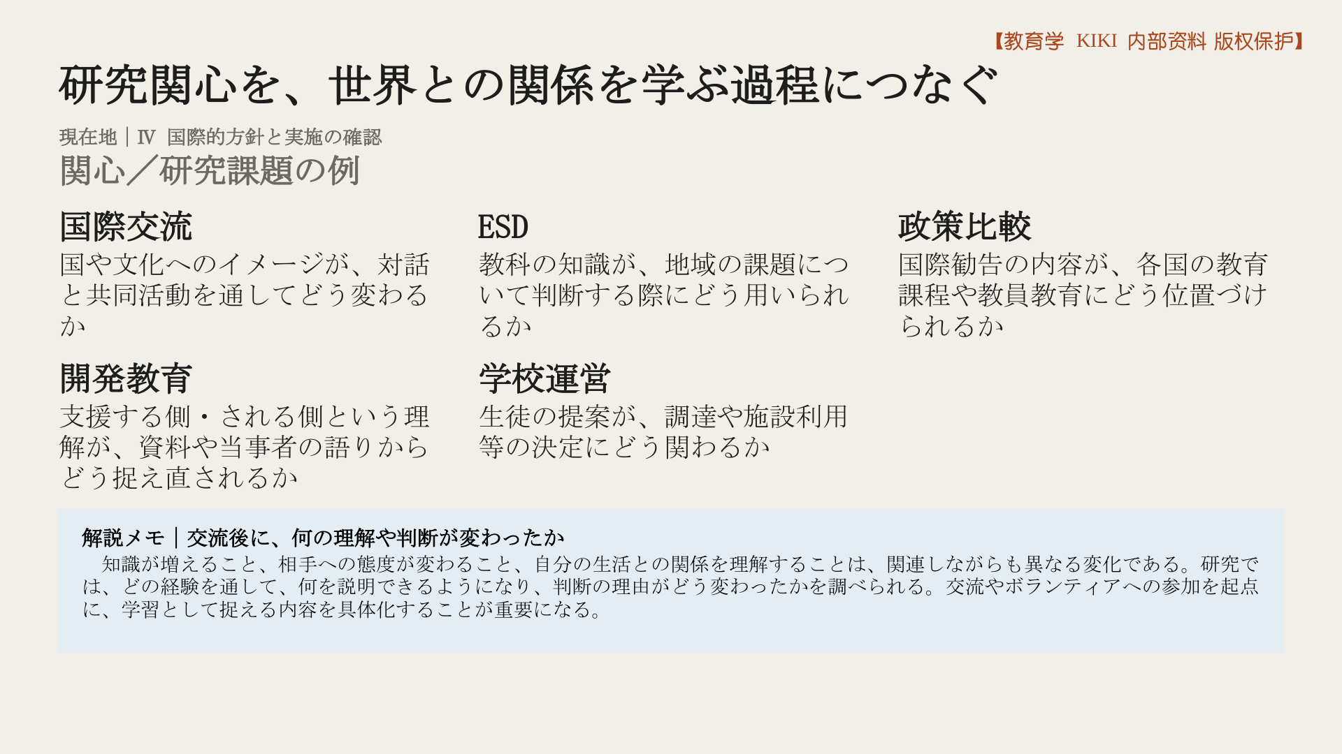 研究関心を、世界との関係を学ぶ過程につなぐ